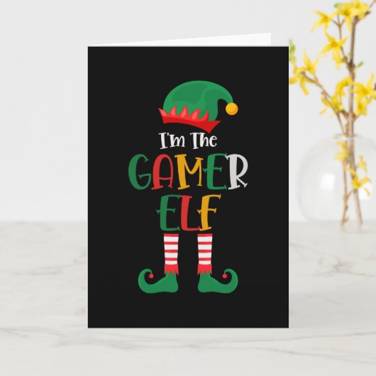 Ik ben de Gamer Elf bijpassend Kerstmis Kaart (Gele Bloem)