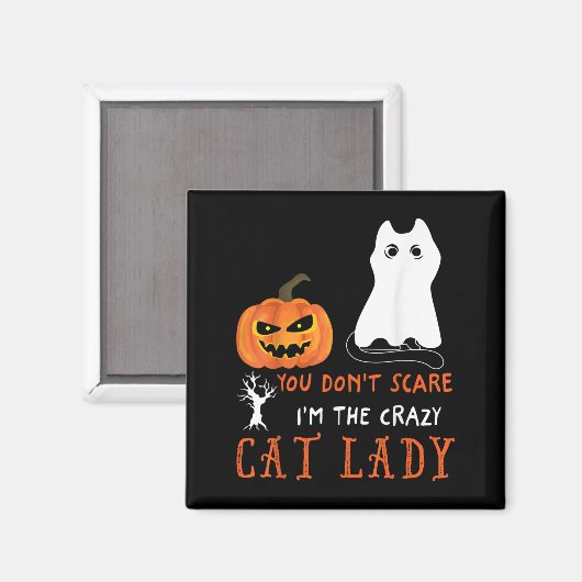 Ik ben de gekke kattendame Funny Hallow Magneet (Voorkant / Achterkant)