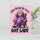 Ik ben de gekke kattenvrouw geworden kaart (Staand voorkant)