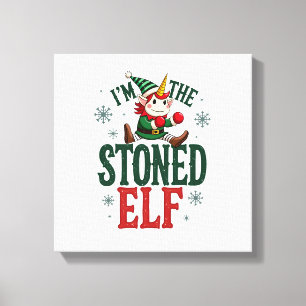 Ik ben de gestoneerde elf vintage kerst dabbing ee canvas afdruk