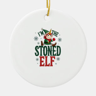 Ik ben de gestoneerde elf vintage kerst dabbing ee keramisch ornament