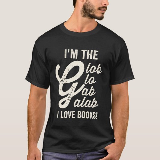 ik ben de glob glo galab i love books t-shirt (Voorkant)
