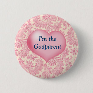 "Ik ben de Godparent" Roze Ronde Button 5,7 Cm