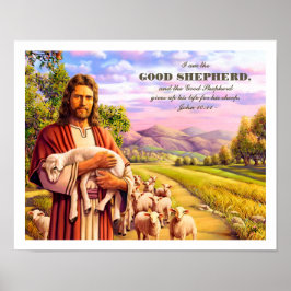 Ik ben de Goede Herder. Jezus schilderij kunst pri Poster