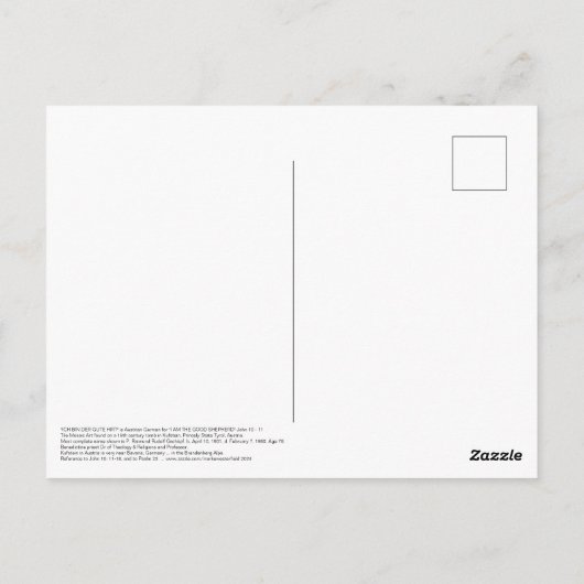 "IK BEN DE GOEDE HERDER" John 10:11 Mozaïek Art Briefkaart (Achterkant)