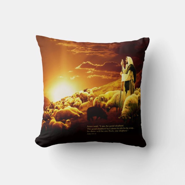 "Ik ben de goede herder. John 10:11 Pillow Kussen (Voorkant)