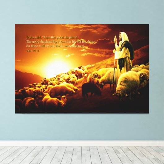 "Ik ben de goede herder. Opgespannen canvas (Insitu (Houten vloer))