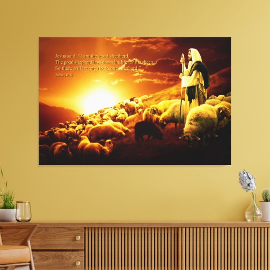 "Ik ben de goede herder. Opgespannen canvas (Insitu (Woonkamer))