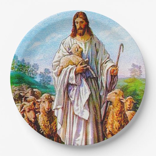 Ik ben de goede Shepherd John 10:7-21 Papieren Bordje (Voorkant)