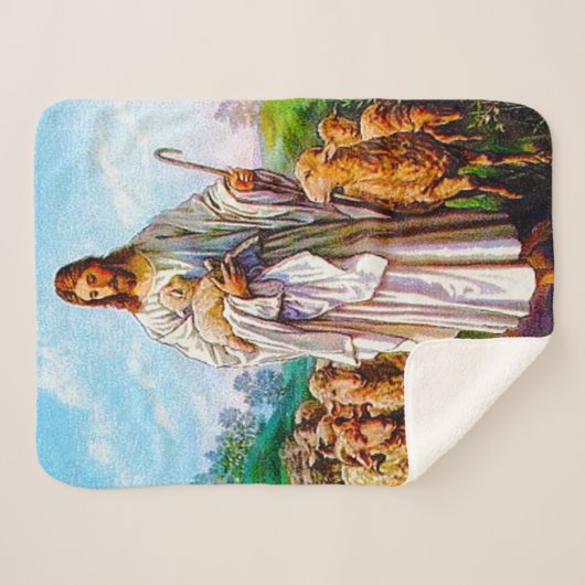 Ik ben de goede Shepherd John 10:7-21 Sherpa Deken (Voorkant (horizontaal))