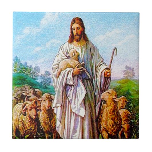 Ik ben de goede Shepherd John 10:7-21 Tegeltje (Voorkant)