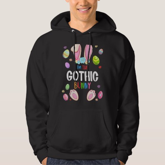 Ik ben de Gothic Bunny Easter Party Matching Famil Hoodie (Voorkant)