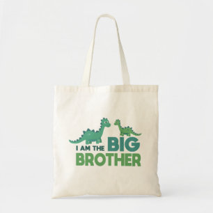 Ik ben de grote broer cartoon dinosaurus jongen tote bag