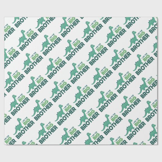 Ik ben de grote broer schattige dinosauruscartoon cadeaupapier (Vlak)