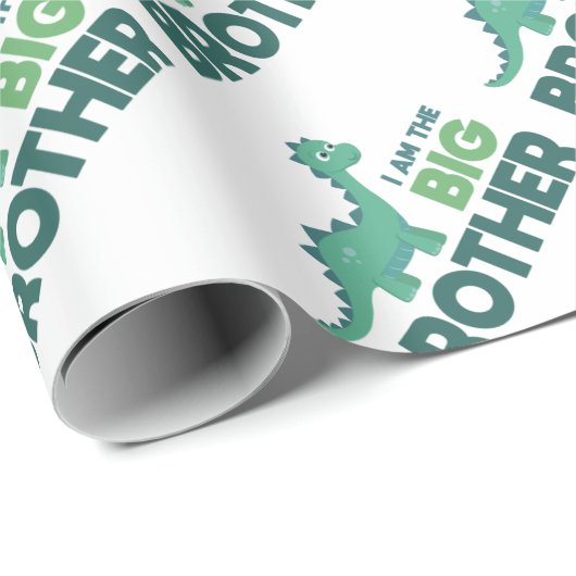 Ik ben de grote broer schattige dinosauruscartoon cadeaupapier (Rol Hoek)