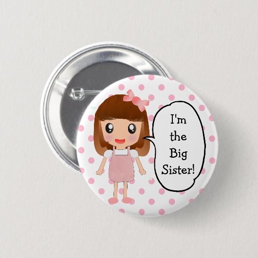 "Ik ben de Grote Zus" Baby shower Button (Voorkant /achterkant)
