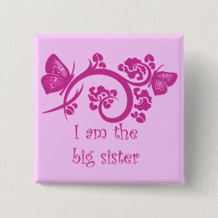 Ik ben de grote zus pinback knoop vierkante button 5,1 cm