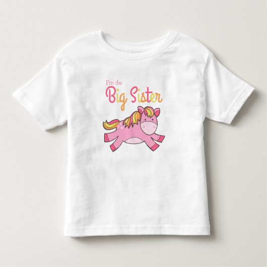 Ik ben de grote zus - Schattigee roze Pony Kinder Shirts (Voorkant)