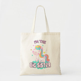 Ik ben de grote zuster Cute Unicorn Siblings Girls Tote Bag