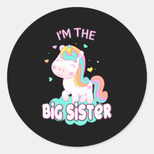 Ik ben de grote zuster Unicorn Siblings zisters Ronde Sticker