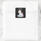 Ik ben de grote zuster Unicorn Siblings zisters Vierkante Sticker (Tas)