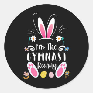Ik ben de Gymnast Bunny Matching Family Easter Par Ronde Sticker