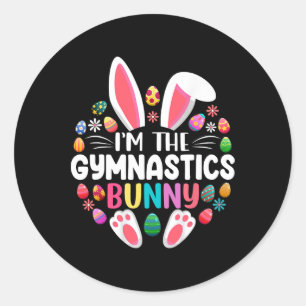 Ik ben de gymnastiek konijn Pasen Familie Matchin Ronde Sticker