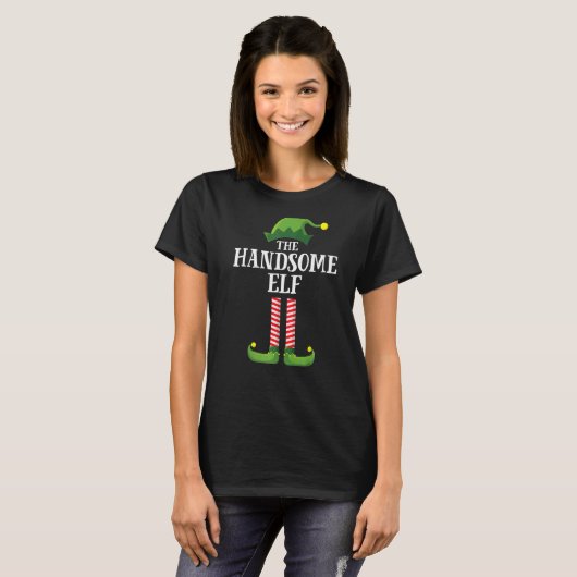 Ik ben de Handsome Elf Group Kerstmis Matching Fam T-shirt (Voorkant volledig)