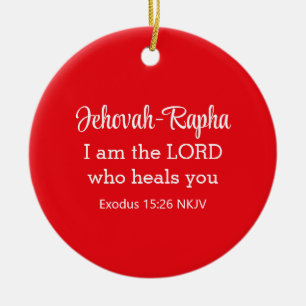 Ik ben de Heer Die U geneest Vrolijk Kerstrood Keramisch Ornament
