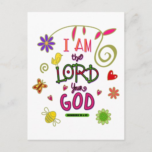 Ik ben de Heer jouw God Bijbelse Verse Briefkaart (Voorkant)
