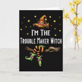 Ik ben de heks die problemen veroorzaakt Halloween Kaart (Gele Bloem)