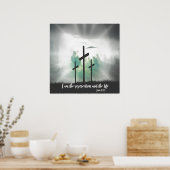 Ik ben de herrijzenbeweging en de bijbelse versie poster (Keuken)