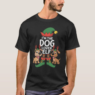 Ik ben de hondenliefhebber Elf bijpassend Kerstmis T-shirt