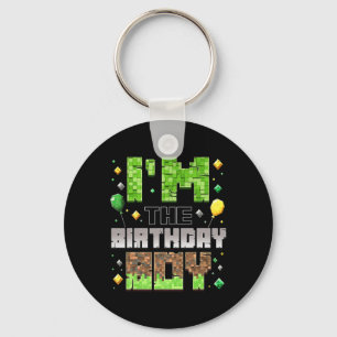 Ik ben de jarige jongen feestganger pixel jongen k sleutelhanger