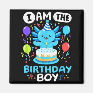 Ik ben de jarige jongen Kids Axolotl Verjaardag Cu Magneet