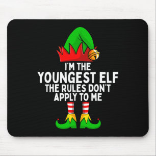 Ik ben de jongste elf bijpassende familie Kerstmis Muismat