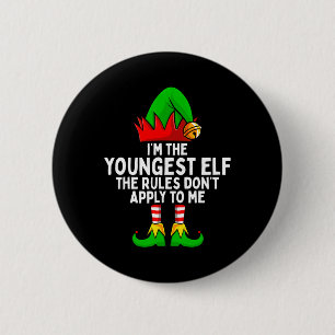Ik ben de jongste elf die past bij het kerstfeest  ronde button 5,7 cm