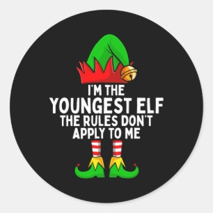 Ik ben de jongste Elf-familie die kerstmis heeft. Ronde Sticker