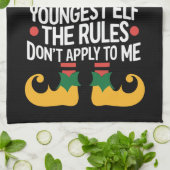 Ik ben de jongste Elf-familie die kerstmis heeft. Theedoek (Gevouwen)