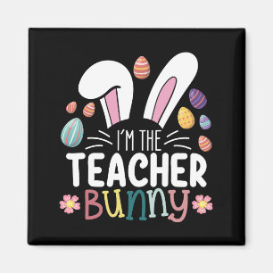 Ik ben de juf Bunny Pasen matching Magneet