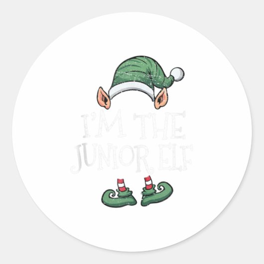 Ik ben de Junior Elf Matching Family Group. Ronde Sticker (Voorkant)