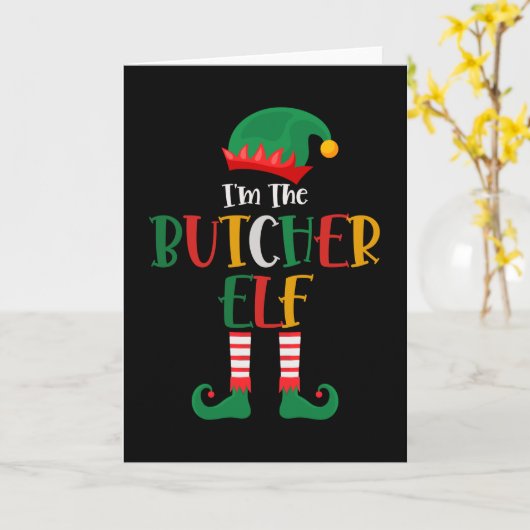 Ik ben de Kabouter Slager Kerstmatching Kaart (Gele Bloem)