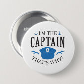 Ik ben de kapitein ronde button 7,6 cm (Voorkant /achterkant)