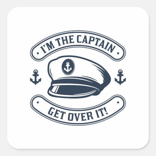 Ik ben de kapitein vierkante sticker (Voorkant)