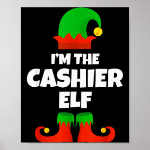Ik ben de kassier-elf familie pyjama kerst leuk poster
