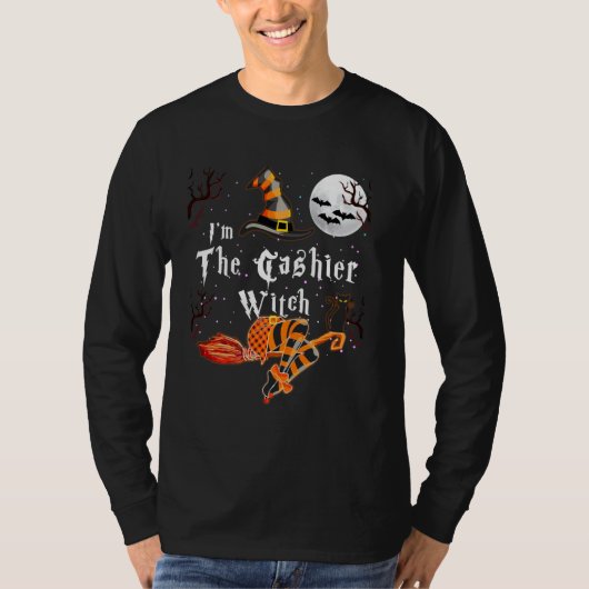 Ik ben de kassier Witch Halloween Matching Group C T-shirt (Voorkant)