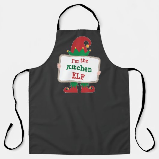 Ik ben de Keuken Elf | Gepersonaliseerd kerstfeest Schort (Voorkant)