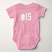 "Ik ben de kleine zus" Voetbalshirt Nummer Romper (Achterkant)