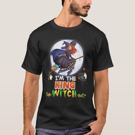 Ik ben de Koning Heks Halloween Vliegende Broom Ma T-shirt (Voorkant)