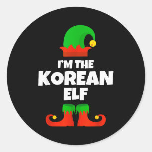 Ik ben de Koreaanse Elf Familie Pyjama Kerst Grapp Ronde Sticker